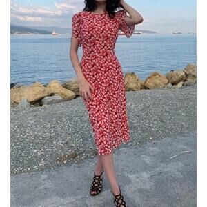 Reformation Red Floral Midi Dress